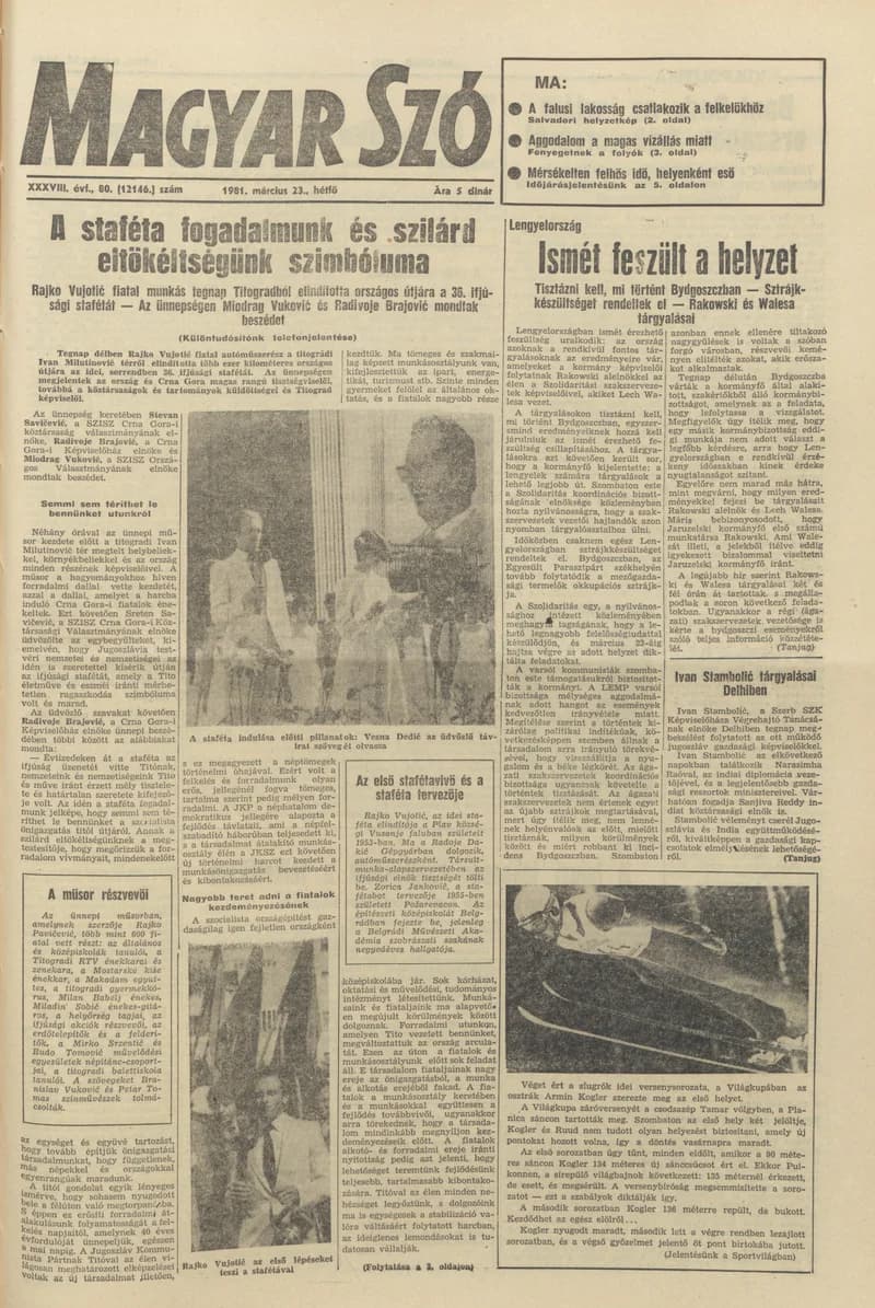 Magyar Szó, 38. évf. 1981. március 23. 80. sz.