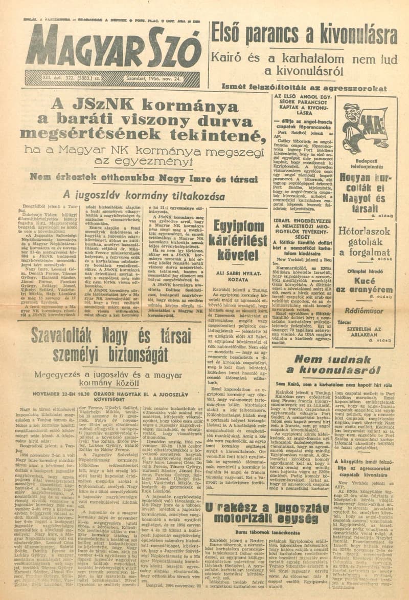 Magyar Szó, 13. évf. 1956. november 25. 323. sz. 1–20. oldal
