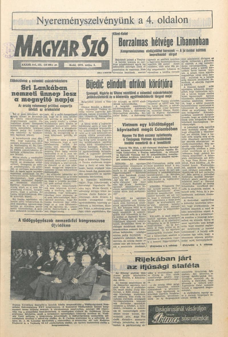 Magyar Szó, 33. évf. 1976. május 4. 121. sz. 1–16. oldal