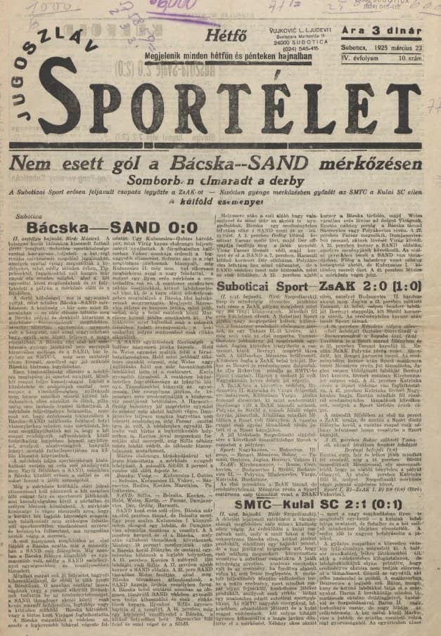 Jugoszláv sportélet, 4. évf. 1925. március 23. 10. sz.