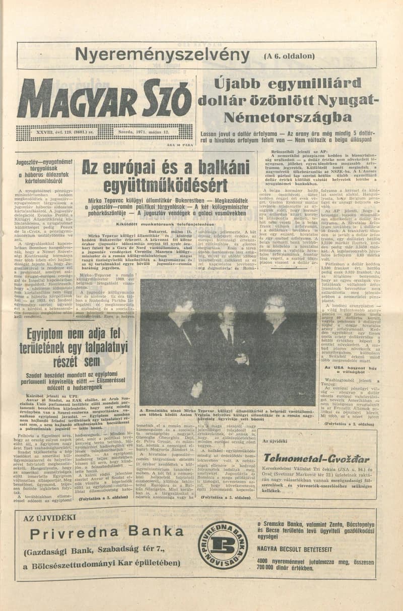 Magyar Szó, 28. évf. 1971. május 12. 128. sz. 1–14. oldal