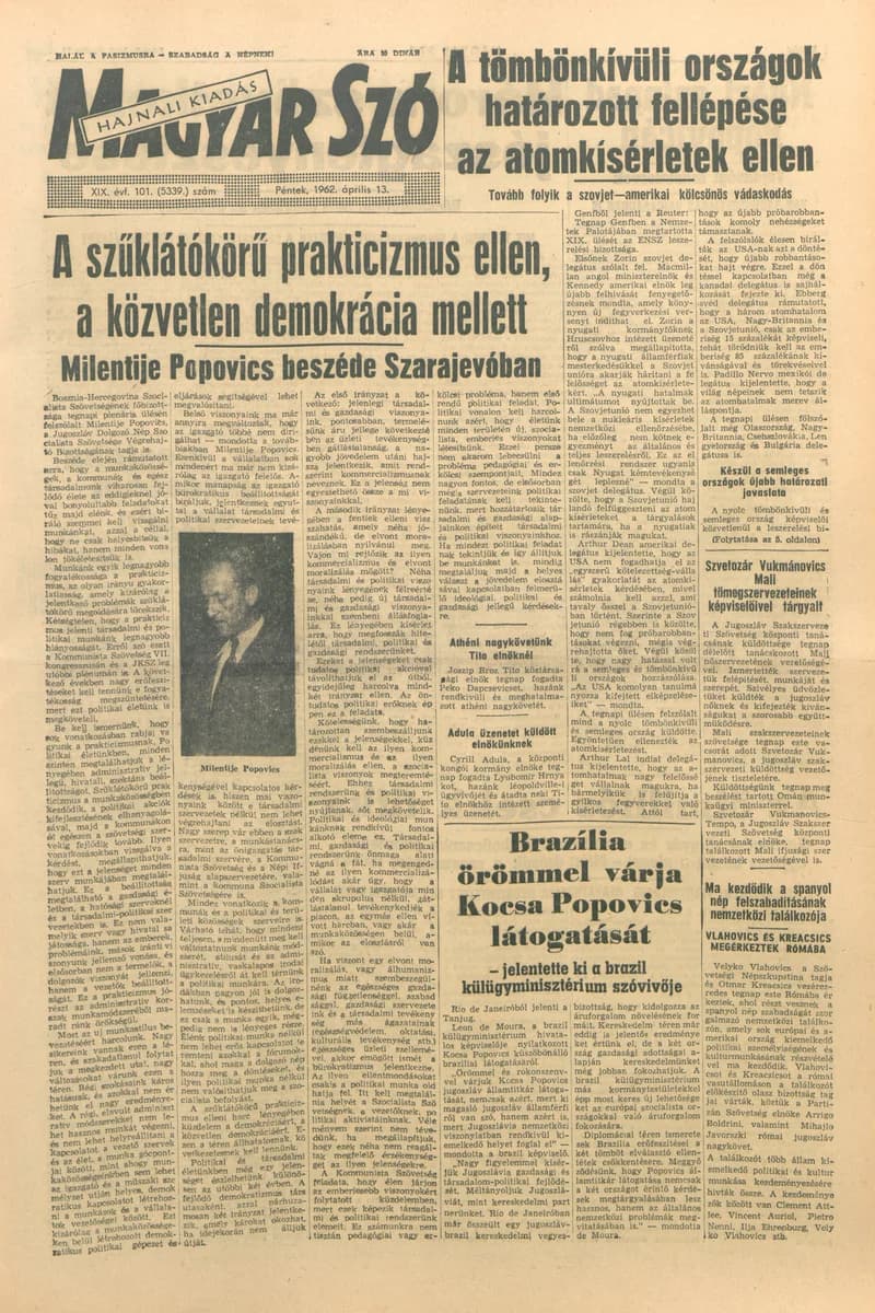 Magyar Szó, 19. évf. 1962. április 13. 101. sz. 1–14. oldal