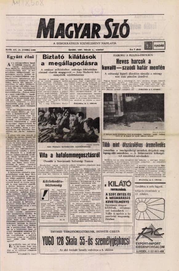 Magyar Szó, 48. évf. 1991. február 2. 31. sz. 1–24. oldal