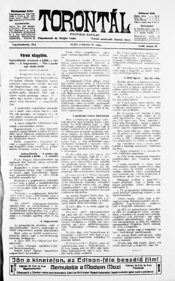 Torontál, 43. évf. 1914. január 27. 21. sz.