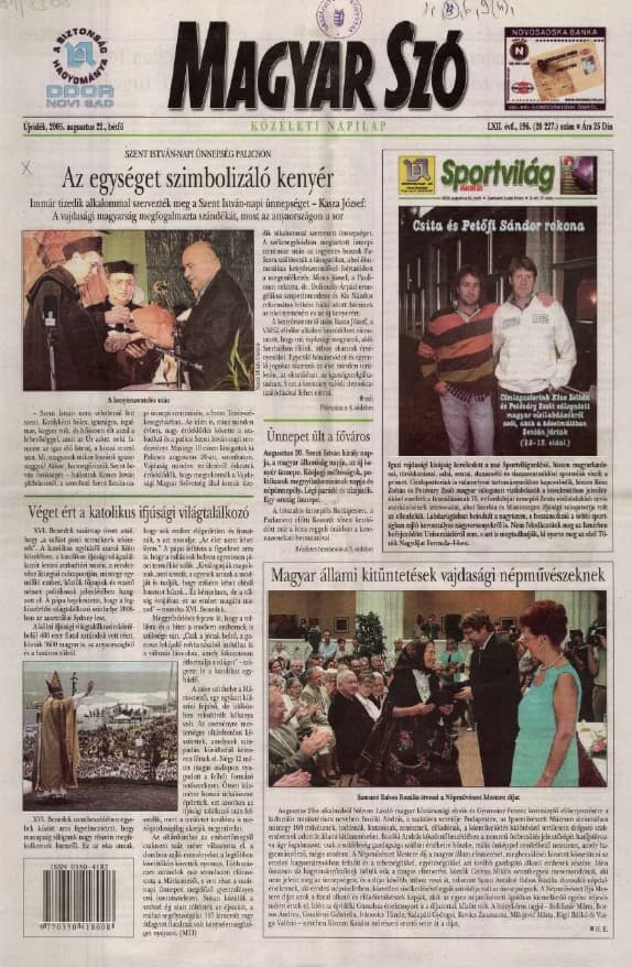 Magyar Szó, 62. évf. 2005. augusztus 22. 196. sz. 1–12. oldal