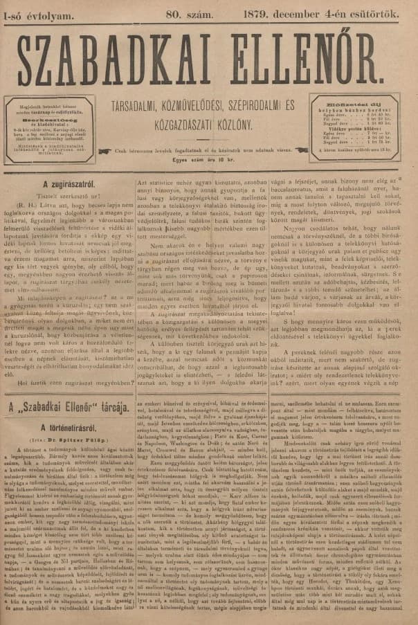 Szabadkai Ellenőr, 1. évf. 1879. december 4. 80. sz.