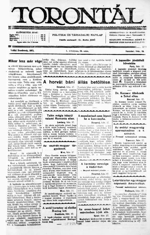 Torontál, 50. évf. 1921. február 19. 36. sz.