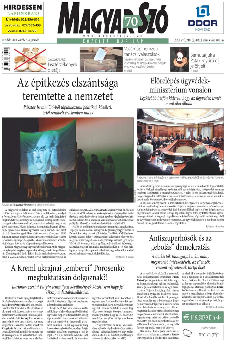 Magyar Szó, 71. évf. 2014. október 24. 248. sz. 1–16. oldal