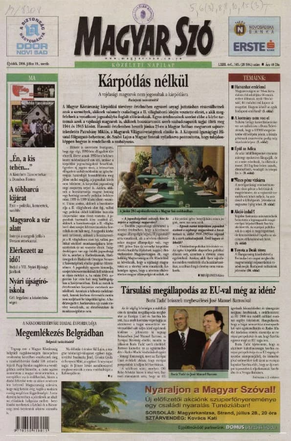 Magyar Szó, 63. évf. 2006. július 19. 165. sz. 1–20. oldal