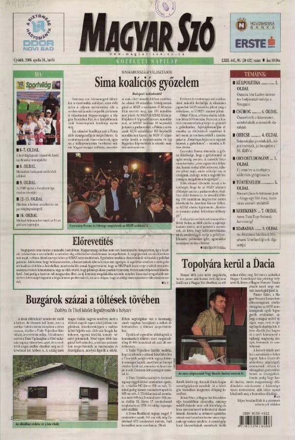 Magyar Szó, 63. évf. 2006. április 24. 93. sz. 1–12. oldal