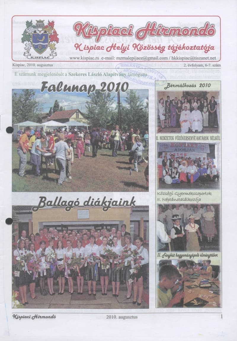 Kispiaci Hírmondó, 2. évf. 2010. augusztus. 6–7. sz.