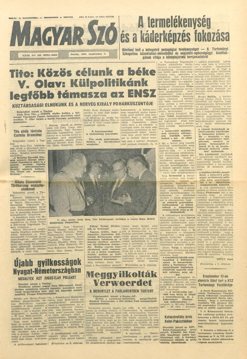 Magyar Szó, 23. évf. 1966. szeptember 7. 245. sz.