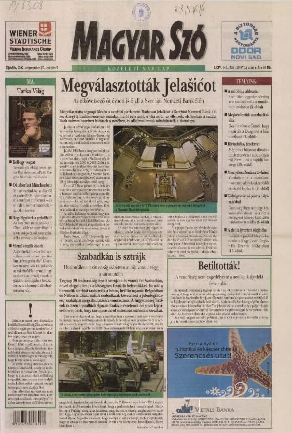 Magyar Szó, 64. évf. 2007. szeptember 27. 226. sz. 1–20. oldal