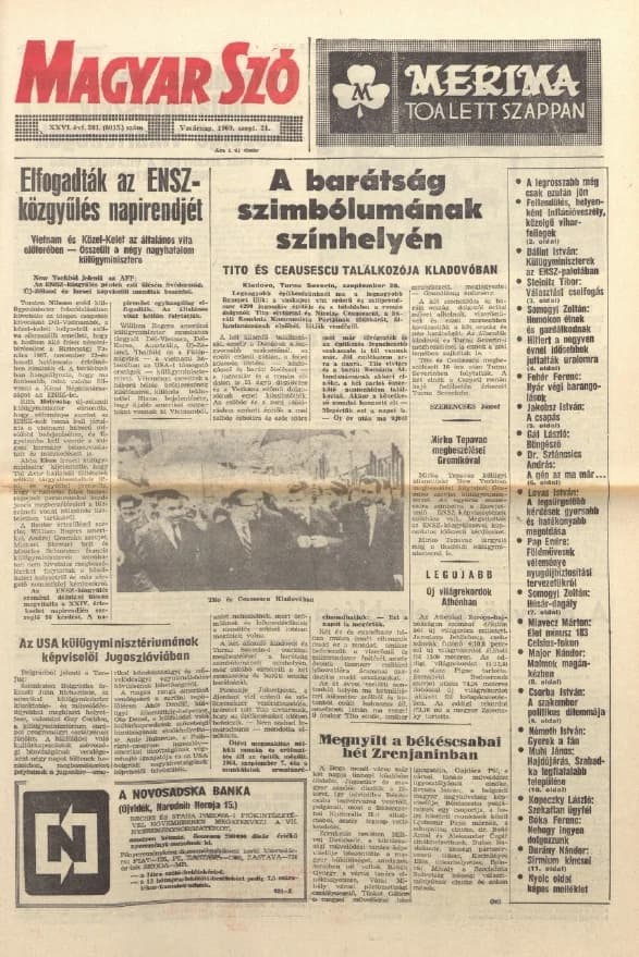 Magyar Szó, 26. évf. 1969. szeptember 21. 261. sz. 1–32. oldal