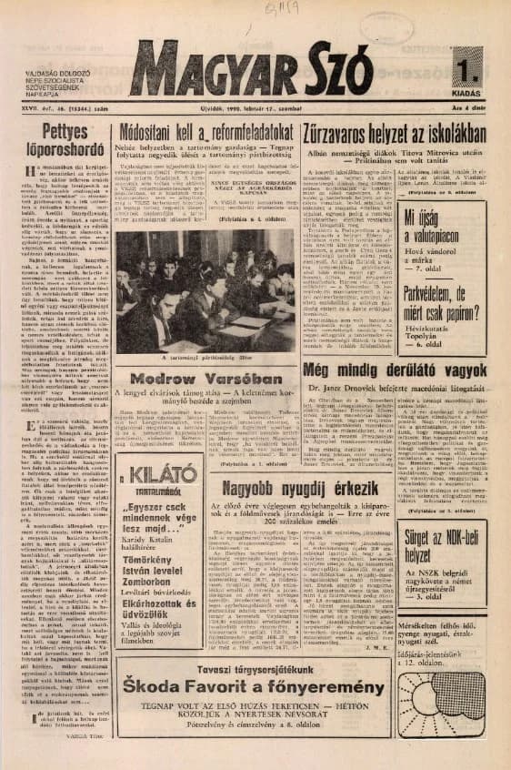 Magyar Szó, 47. évf. 1990. február 17. 46. sz. 1–24. oldal