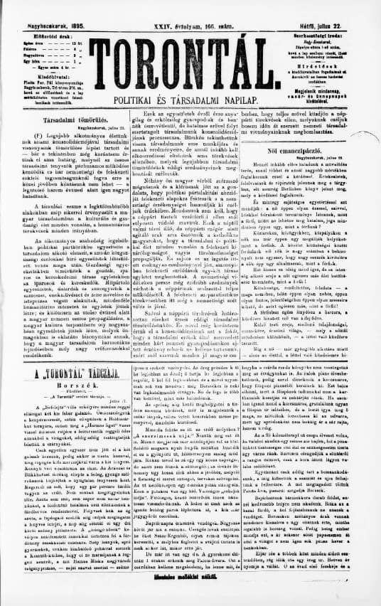 Torontál, 24. évf. 1895. július 22. 166. sz.