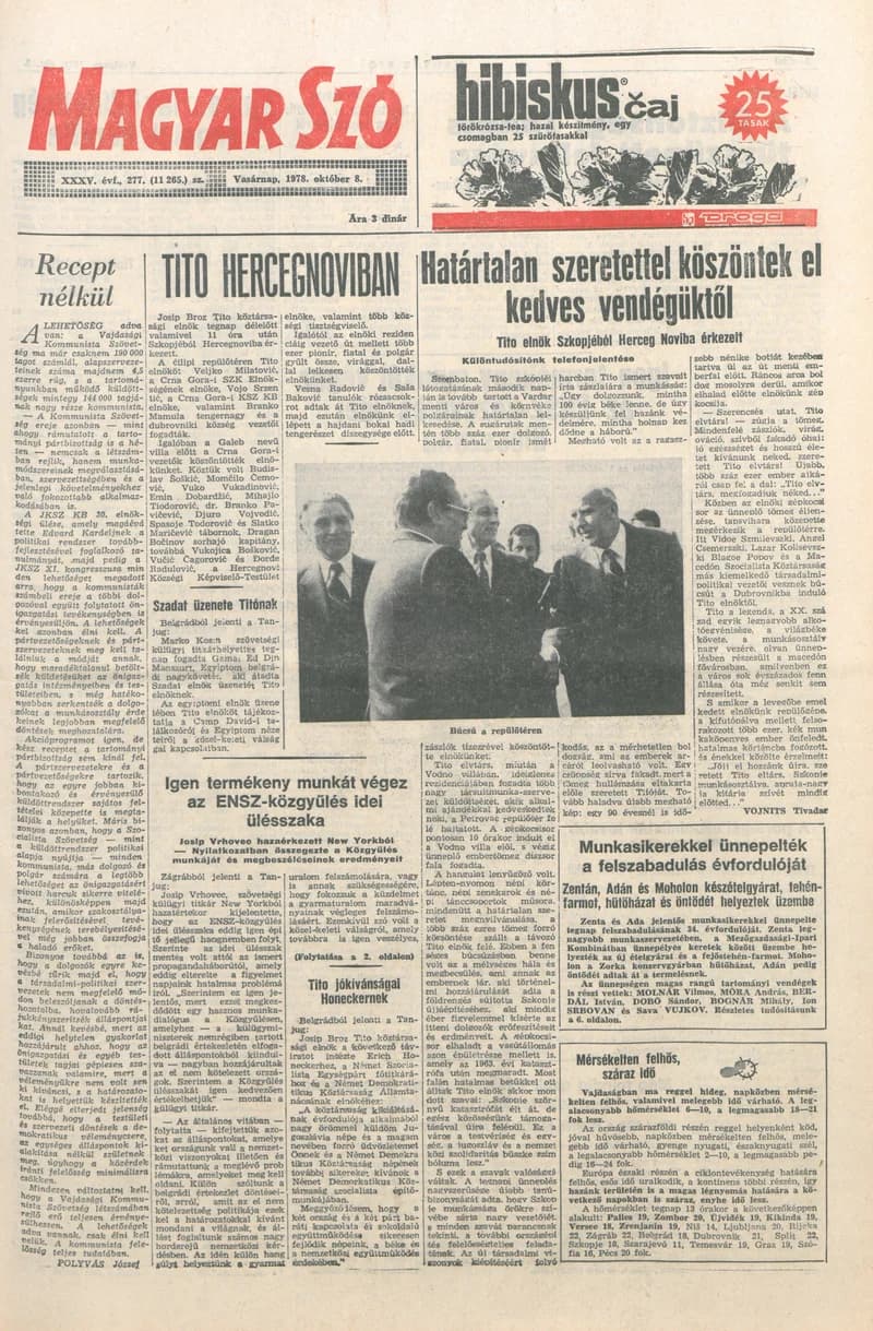Magyar Szó, 35. évf. 1978. október 8. 277. sz. 1–32. oldal