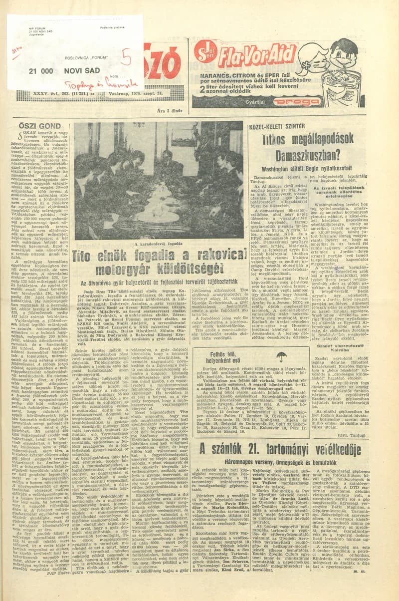 Magyar Szó, 35. évf. 1978. szeptember 24. 263. sz. 1–28. oldal