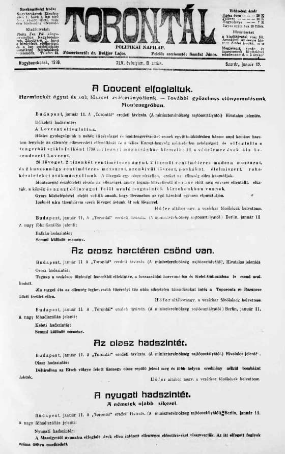 Torontál, 45. évf. 1916. január 12. 8. sz.