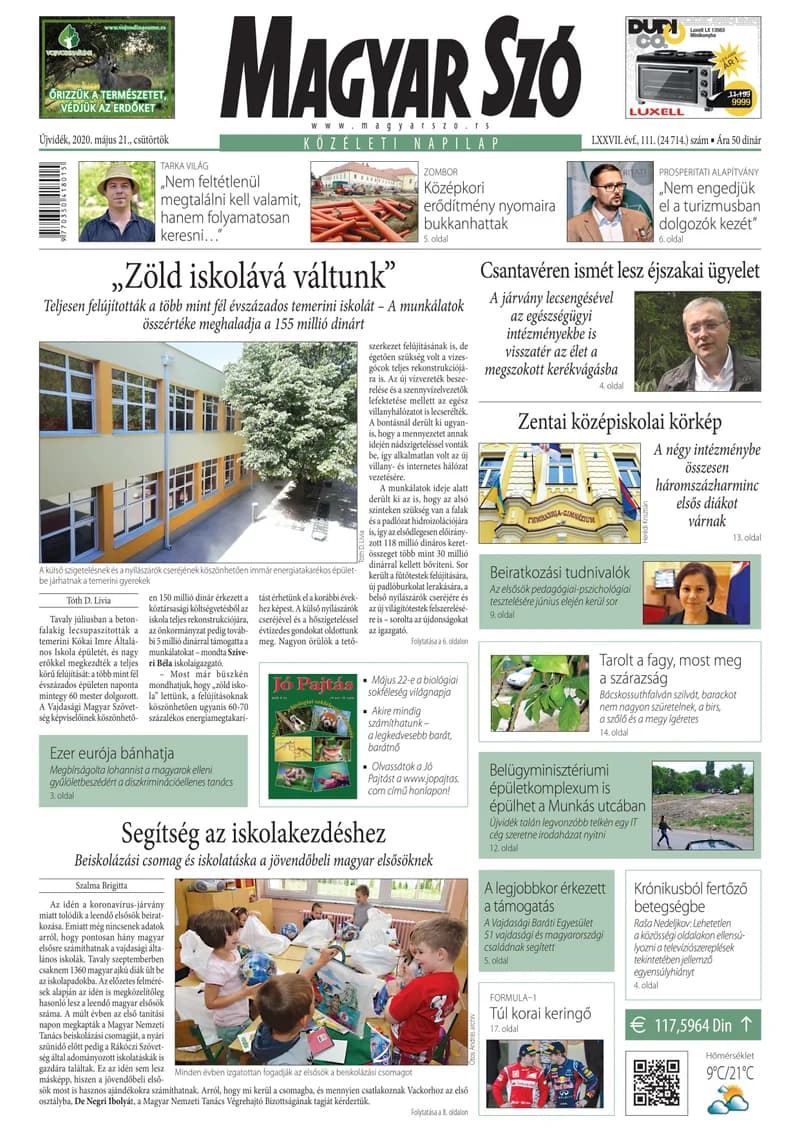Magyar Szó, 77. évf. 2020. május 21. 111. sz. 1–20. oldal