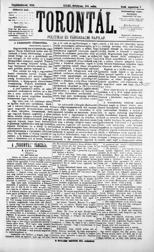 Torontál, 23. évf. 1894. augusztus 7. 180. sz.