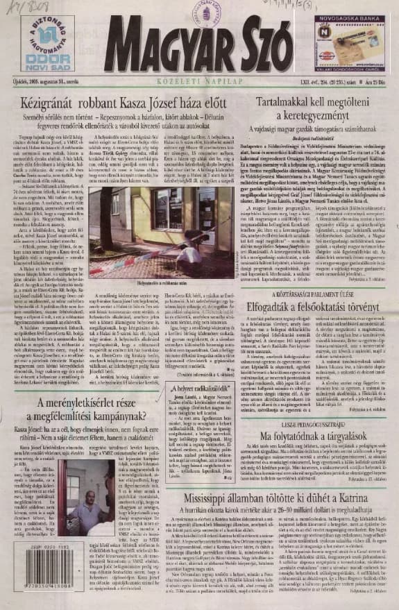 Magyar Szó, 62. évf. 2005. augusztus 31. 204. sz. 1–20. oldal