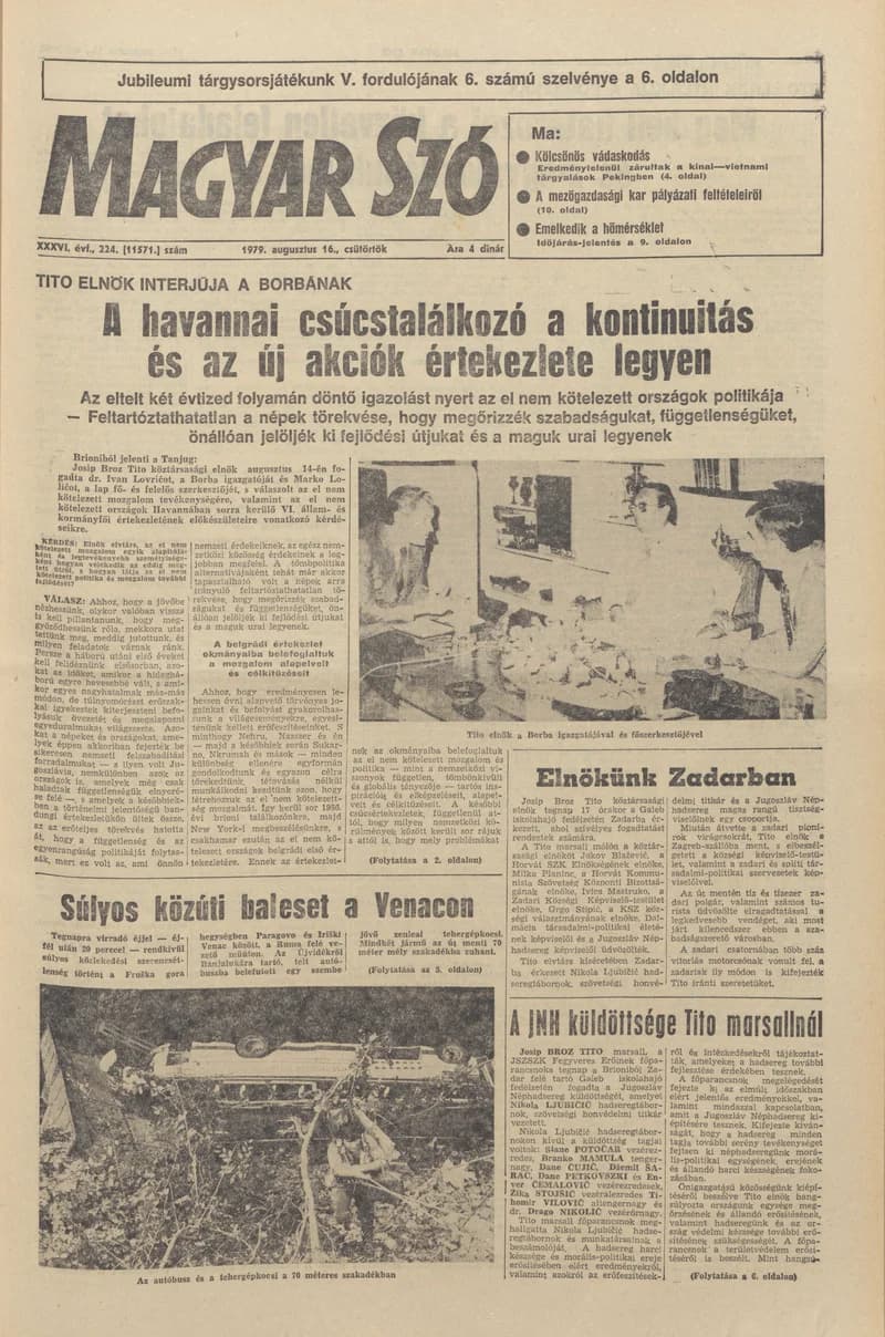 Magyar Szó, 36. évf. 1979. augusztus 16. 224. sz. 1–16. oldal