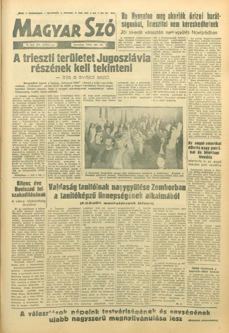 Magyar Szó, 10. évf. 1953. október 24. 293. sz. 1–10. oldal
