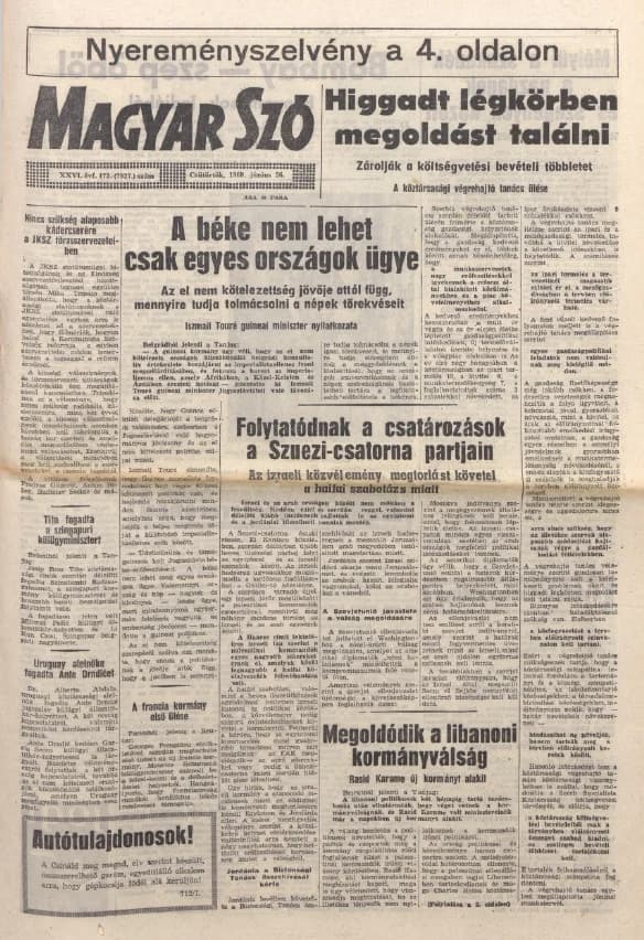 Magyar Szó, 26. évf. 1969. június 26. 173. sz. 1–16. oldal