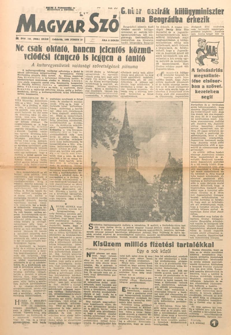 Magyar Szó, 9. évf. 1952. június 19. 145. sz. 1–6. oldal