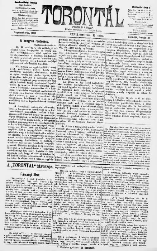 Torontál, 27. évf. 1898. február 10. 32. sz.