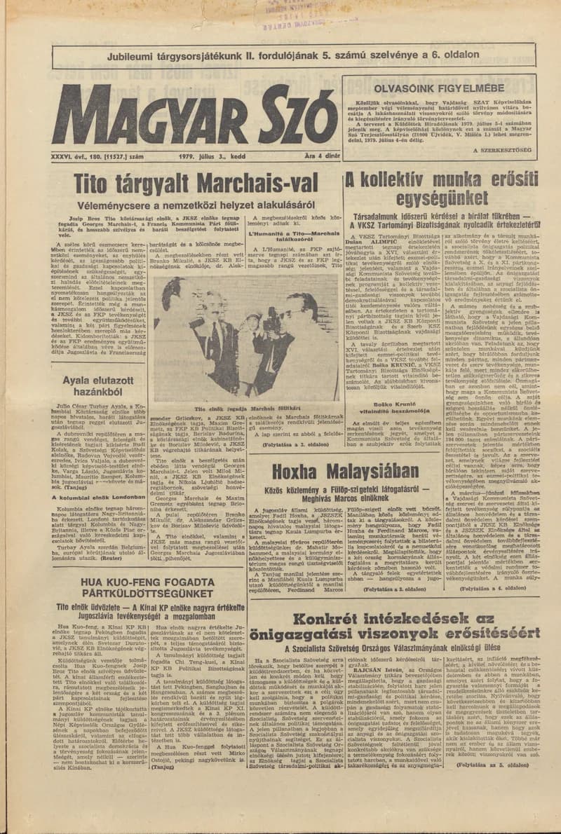 Magyar Szó, 36. évf. 1979. július 3. 180. sz. 1–16. oldal