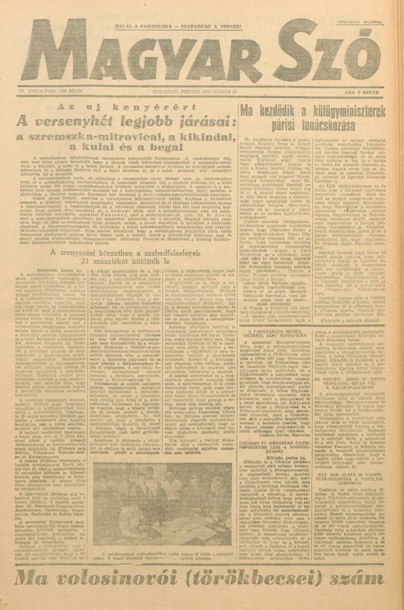 Magyar Szó, 4. évf. 1947. június 27. 159. sz. 1–8. oldal