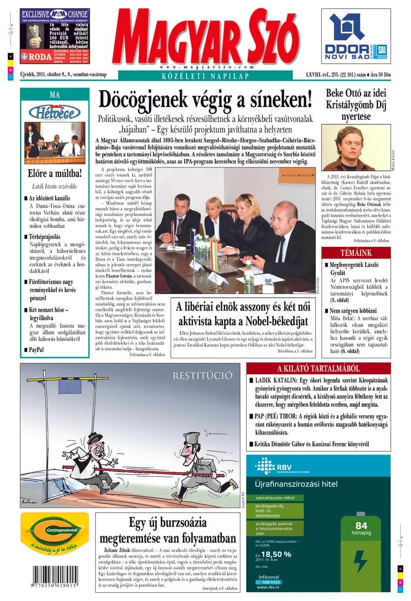 Magyar Szó, 68. évf. 2011. október 8. – 9. 235. sz. 1–48. oldal