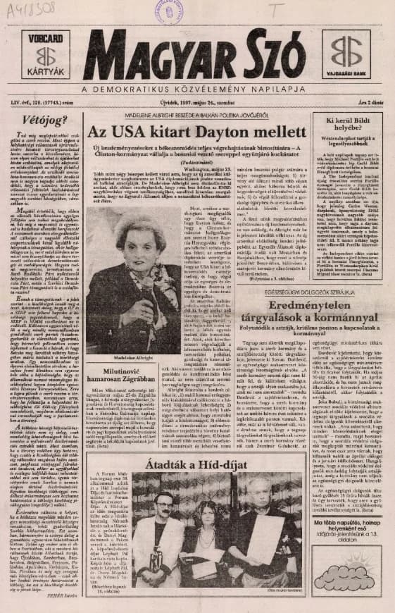 Magyar Szó, 54. évf. 1997. május 24. 120. sz. 1–16. oldal