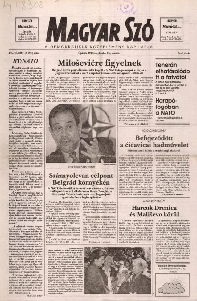 Magyar Szó, 55. évf. 1998. szeptember 26. 230. sz. 1–16. oldal
