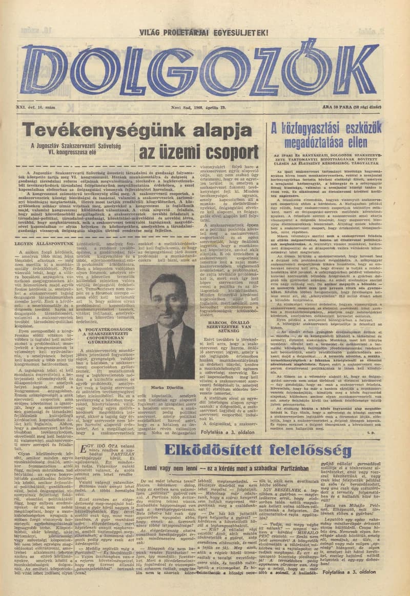 Dolgozók, 22. évf. 1968. április 19. 16. sz.