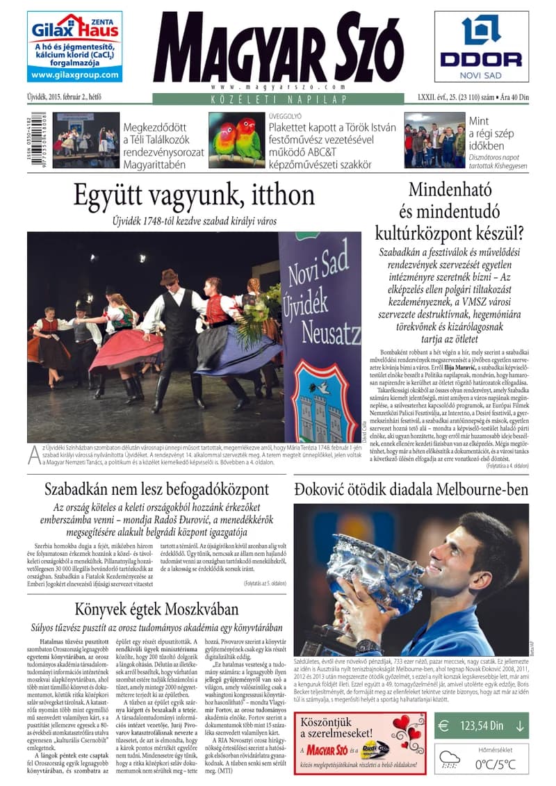 Magyar Szó, 72. évf. 2015. február 2. 25. sz. 1–20. oldal