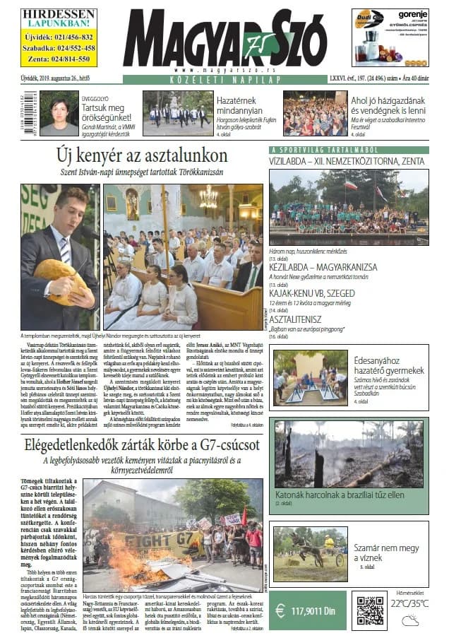 Magyar Szó, 76. évf. 2019. augusztus 26. 197. sz. 1–20. oldal