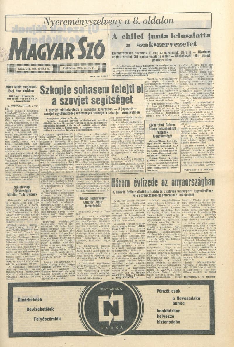 Magyar Szó, 30. évf. 1973. szeptember 27. 266. sz. 1–20. oldal