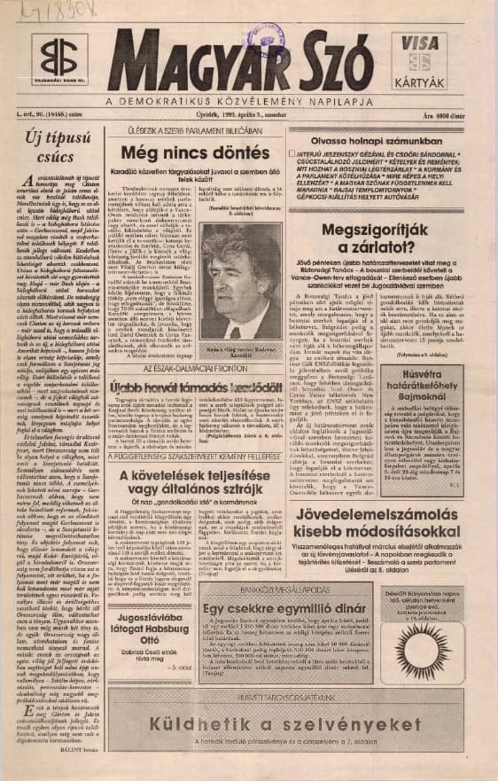 Magyar Szó, 50. évf. 1993. április 3. 90. sz. 1–16. oldal