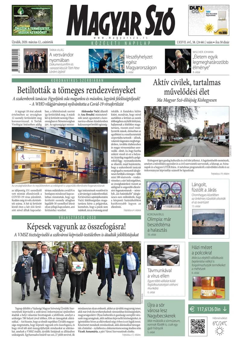 Magyar Szó, 77. évf. 2020. március 12. 58. sz. 1–20. oldal