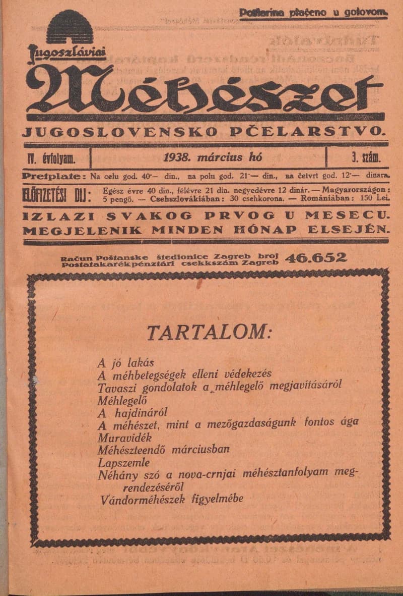 Jugoszláviai méhészet, 4. évf. 1938. március 1. 3. sz.