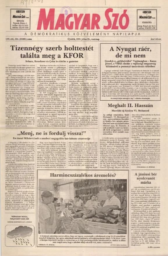 Magyar Szó, 56. évf. 1999. július 25. 164. sz. 1–24. oldal