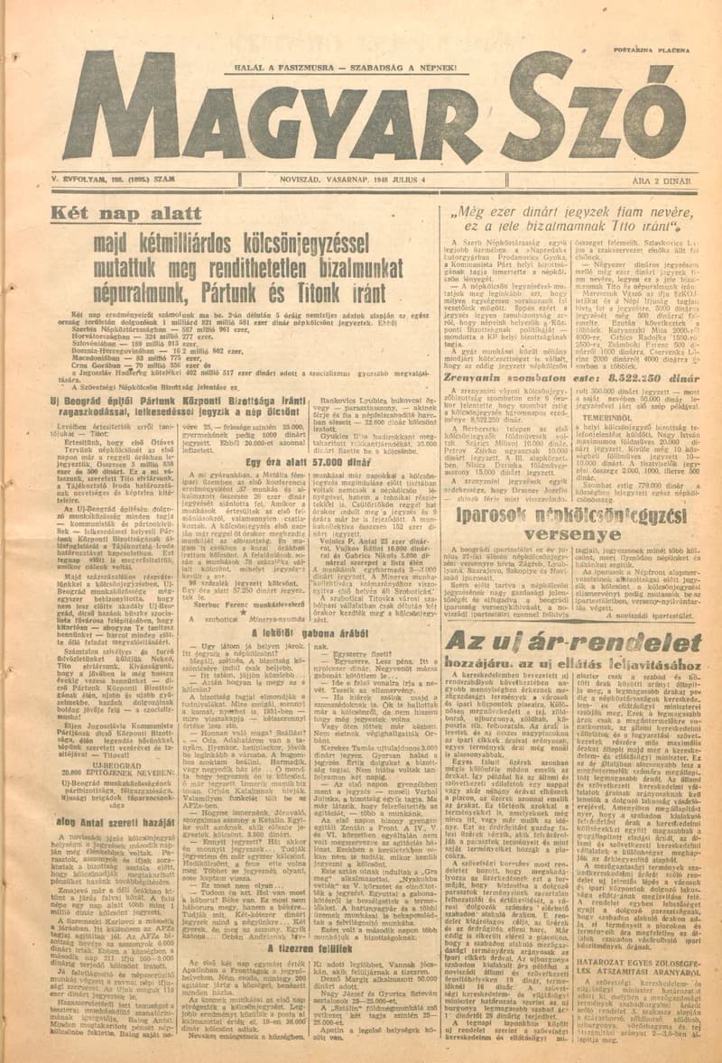 Magyar Szó, 5. évf. 1948. július 4. 158. sz. 1–4. oldal