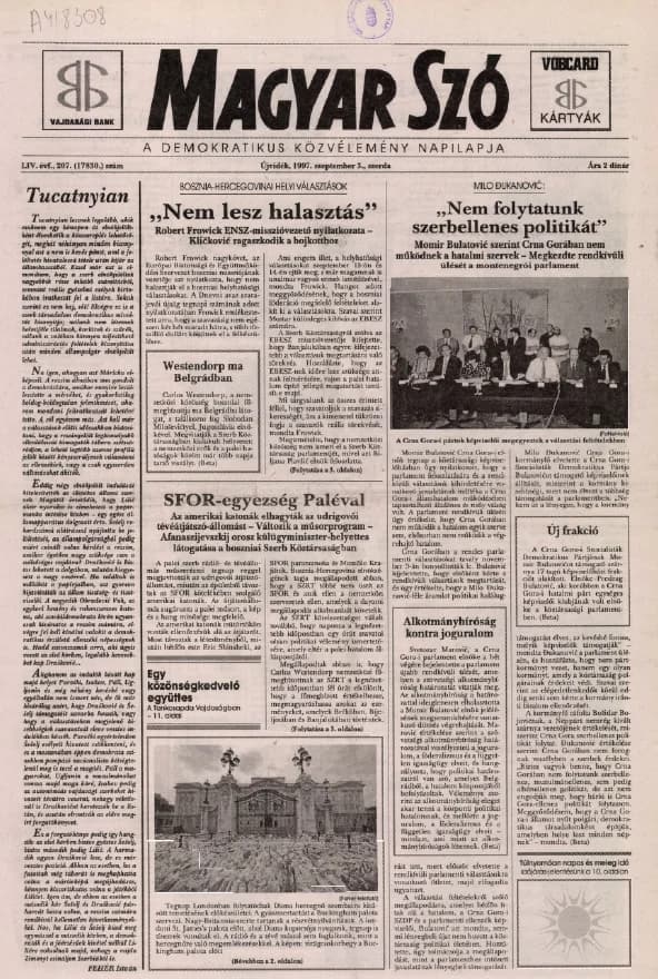 Magyar Szó, 54. évf. 1997. szeptember 3. 207. sz. 1–16. oldal