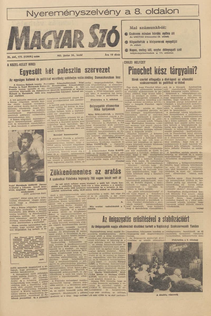Magyar Szó, 40. évf. 1983. június 28. 175. sz. 1–20. oldal