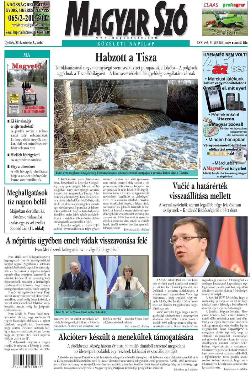 Magyar Szó, 70. évf. 2013. március 5. 51. sz. 1–20. oldal