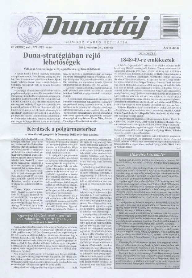 Dunatáj, 12. évf. 2010. március 24. 572–573. sz.