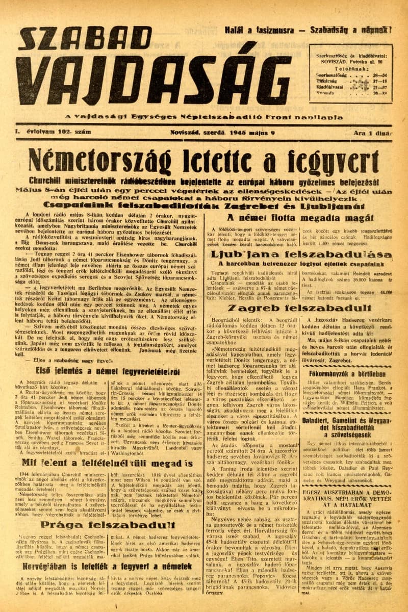Szabad Vajdaság, 2. évf. 1945. május 9. 102. sz.